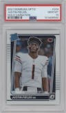 Justin Fields from the 2021 Panini Donruss Optic set graded by PSA and given an overall grade of 10.