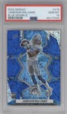 Jameson Williams from the 2022 Panini Mosaic set featuring a Blue Sparkle parallel graded by PSA and given an overall grade of 10.