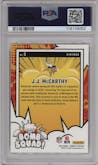 J.J. McCarthy from the 2024 Donruss set graded by PSA and given an overall grade of 10.