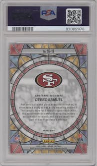 Deebo Samuel from the 2023 Panini Mosaic set graded by PSA and given an overall grade of 10.