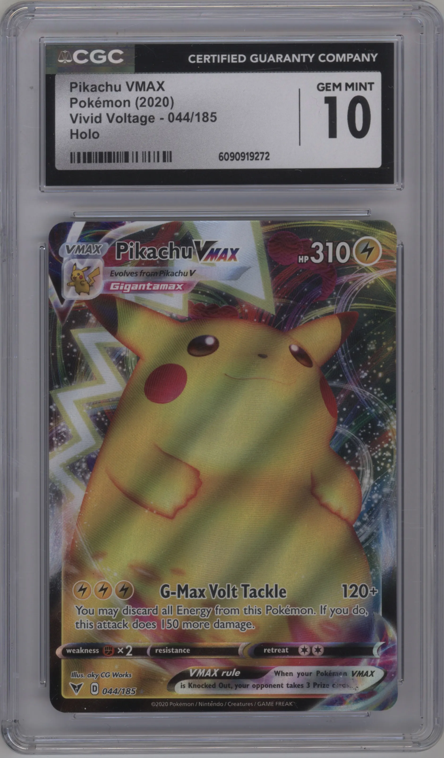2020 Pokemon SWSH Vivid Voltage Pikachu VMAX CGC 10