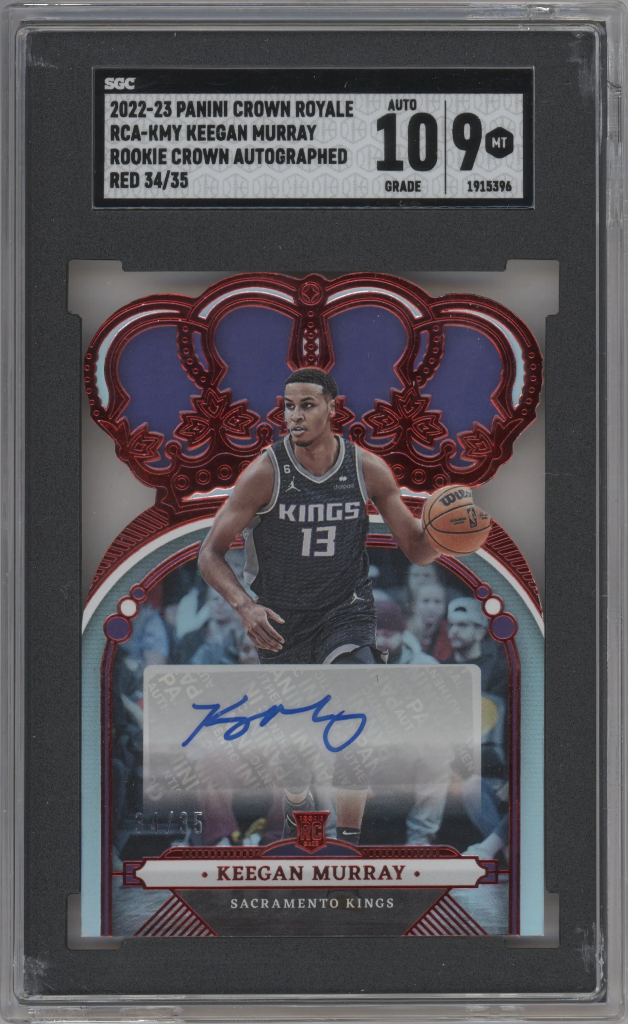 2022 Panini Crown Royale Crown Auto Keegan Murray Red SGC 9