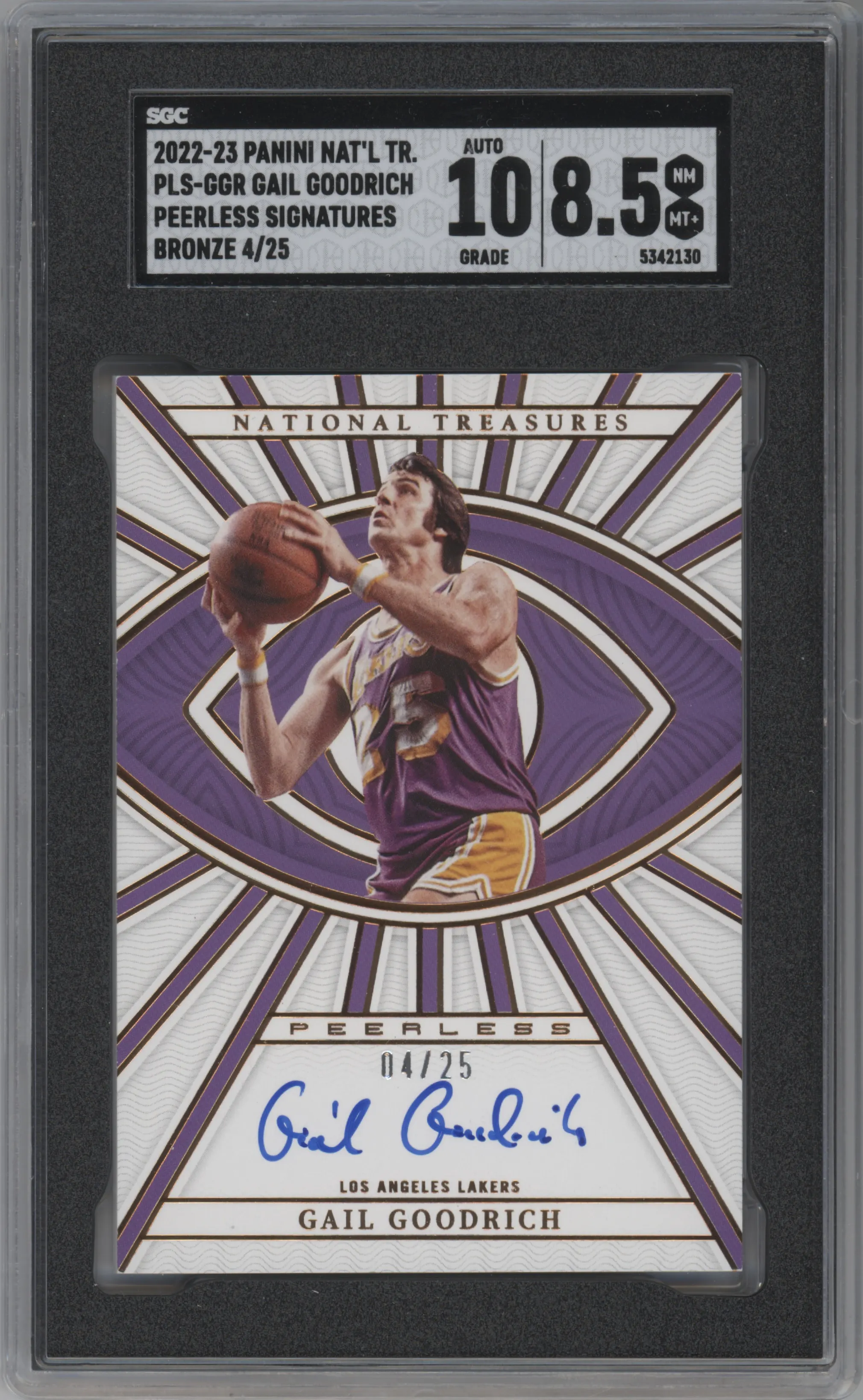 2022 Panini National Treasures Peerless Sig. Gail Goodrich Bronze SGC 8.5