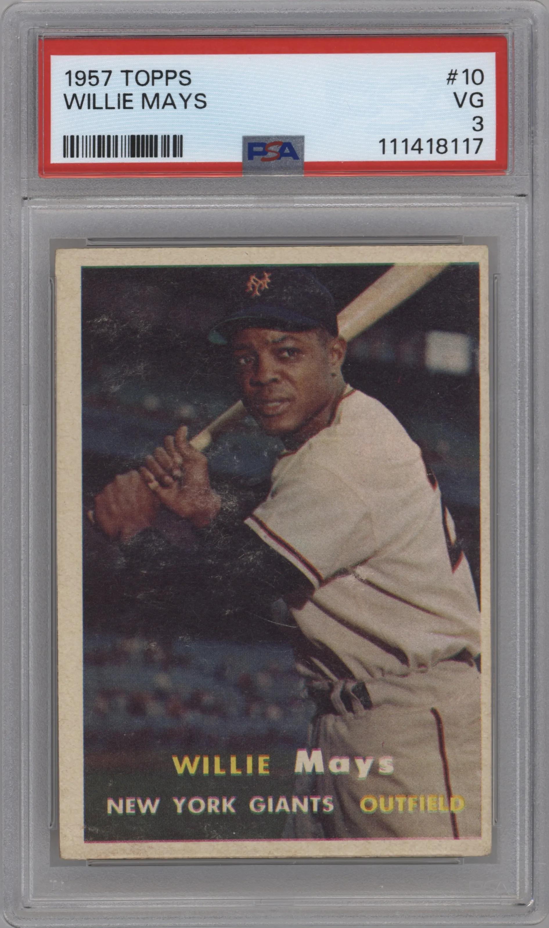 1957 Topps Willie Mays PSA VERY GOOD 3 #10 PSA 3