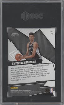 Victor Wembanyama from the 2023-24 Panini Revolution set graded by SGC and given an overall grade of 10.