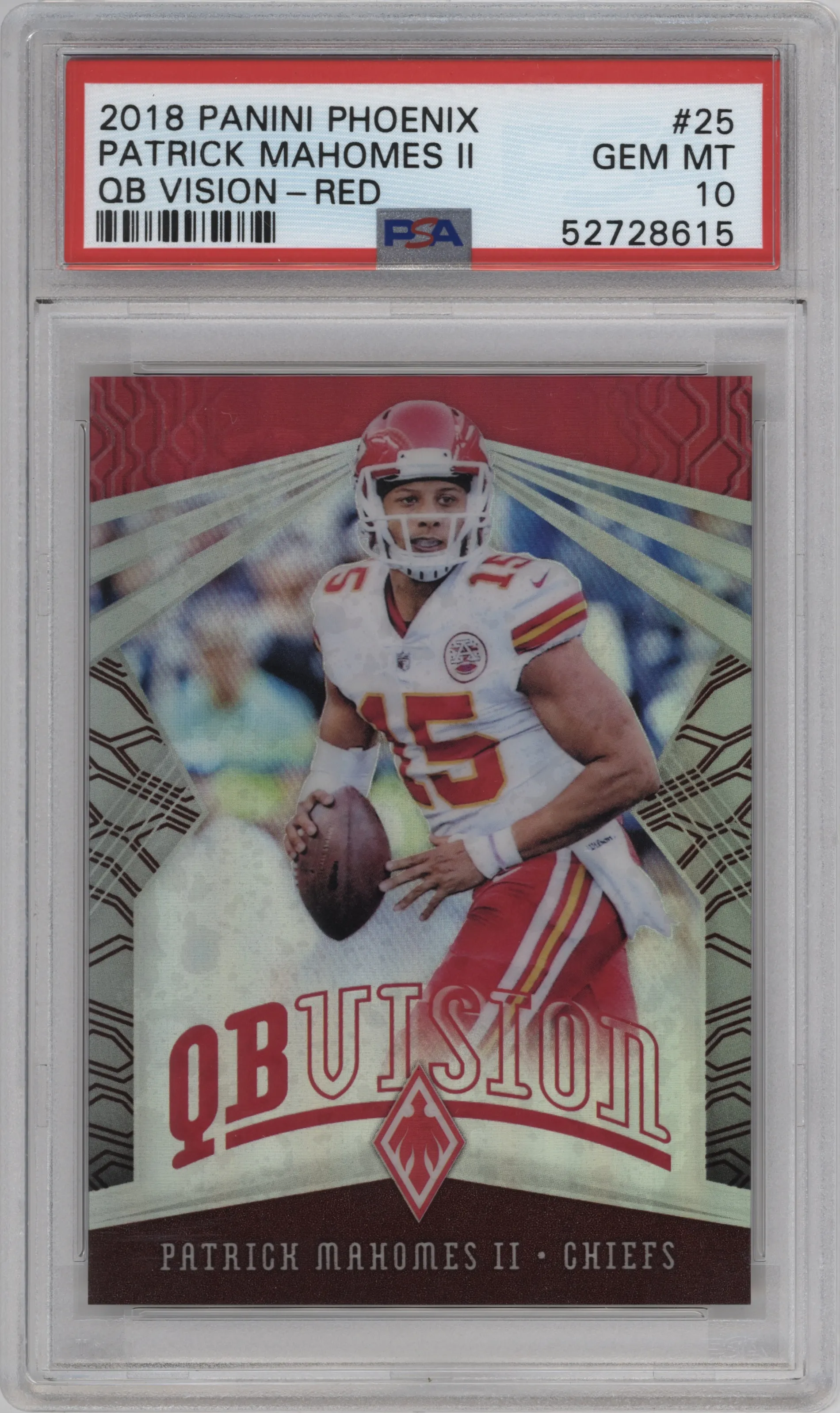 2018 Panini Phoenix QB Vision Patrick Mahomes II Red #25 PSA 10