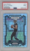 Bryce Young from the 2023 Panini Prizm set featuring a Pandora parallel graded by PSA and given an overall grade of 9.