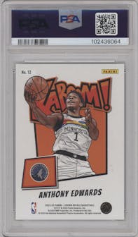 Anthony Edwards from the 2022-23 Panini Crown Royale set graded by PSA and given an overall grade of 10.