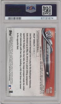 Juan Soto from the 2018 Topps Update set graded by PSA and given an overall grade of 10.