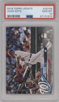 Juan Soto from the 2018 Topps Update set graded by PSA and given an overall grade of 10.