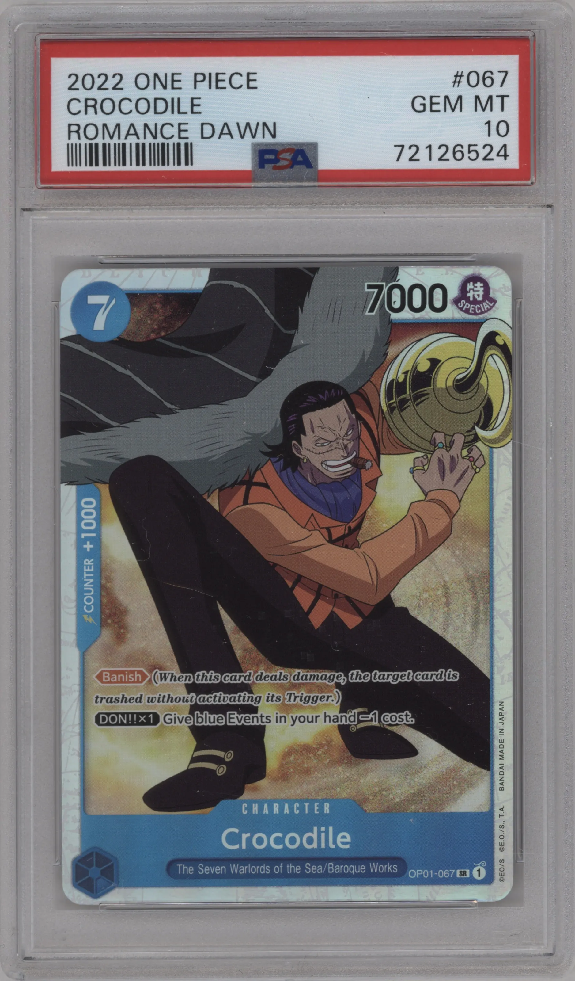 2022 One Piece Romance Dawn Crocodile # OP01-067 SR # OP01-067 SR PSA 10