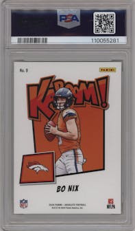 Bo Nix from the 2024 Panini Absolute set graded by PSA and given an overall grade of 9.