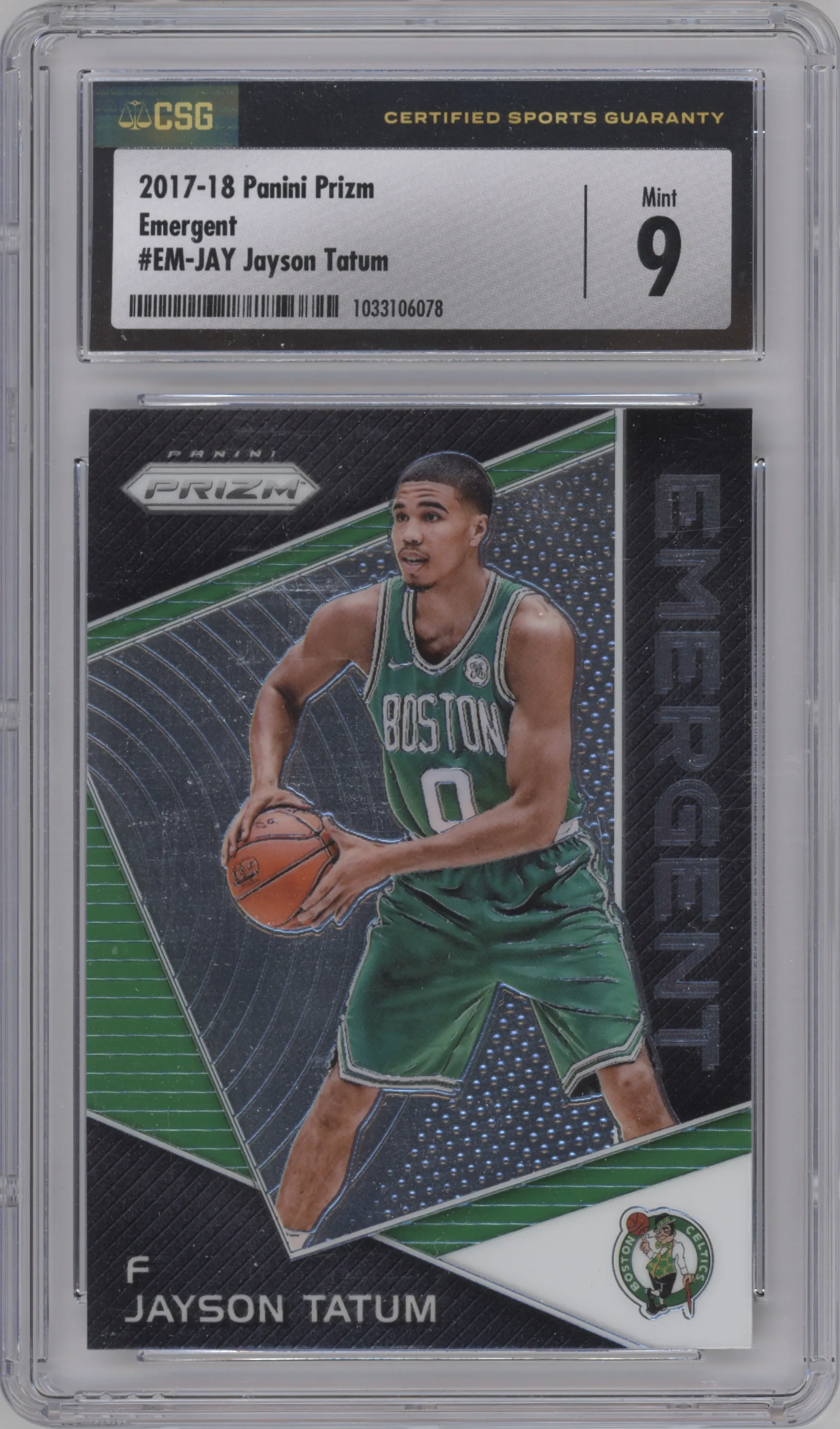2017 Panini Prizm Emergent Jayson Tatum CGC 9
