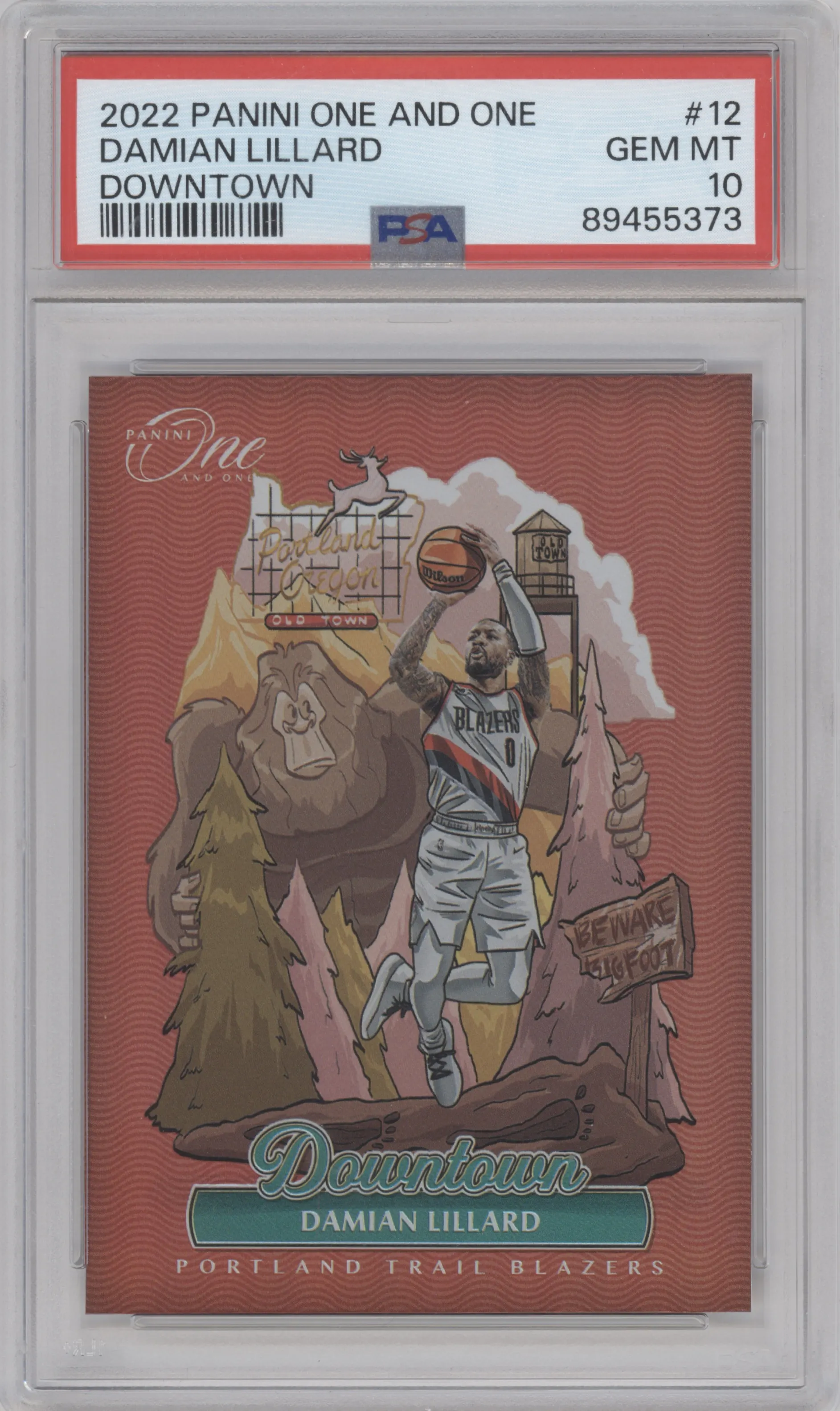 Damian Lillard from the 2022-23 Panini One and One set graded by PSA and given an overall grade of 10.