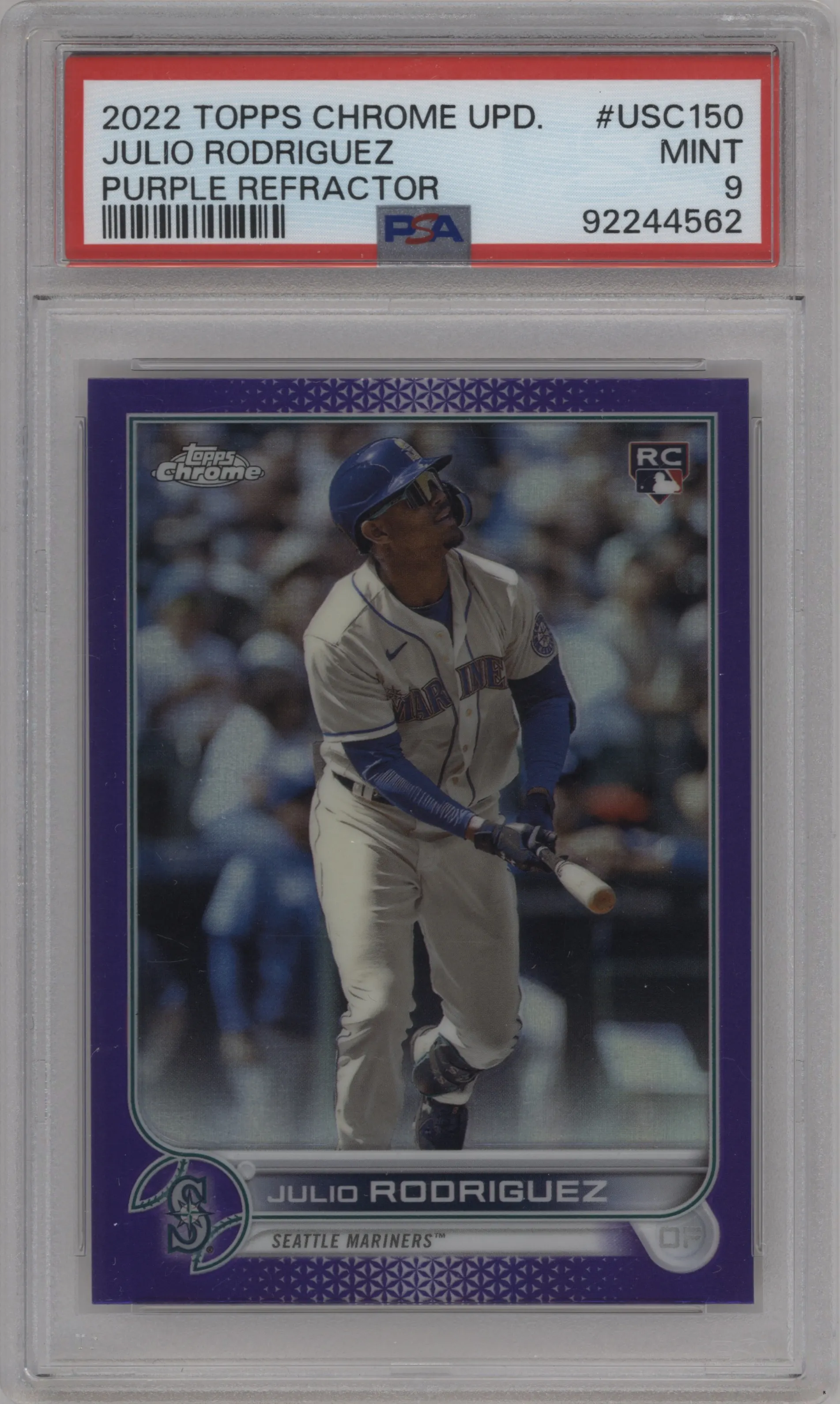 2022 Topps Chrome Update Julio Rodriguez Purple Refractor PSA 9