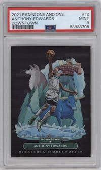 Anthony Edwards from the 2021-22 Panini One and One set graded by PSA and given an overall grade of 9.