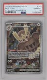 Noctowl from the 2024 Pokemon SV set featuring a Stellar Crown Pokemon Center Elite Trainer Box parallel graded by PSA and given an overall grade of 10.