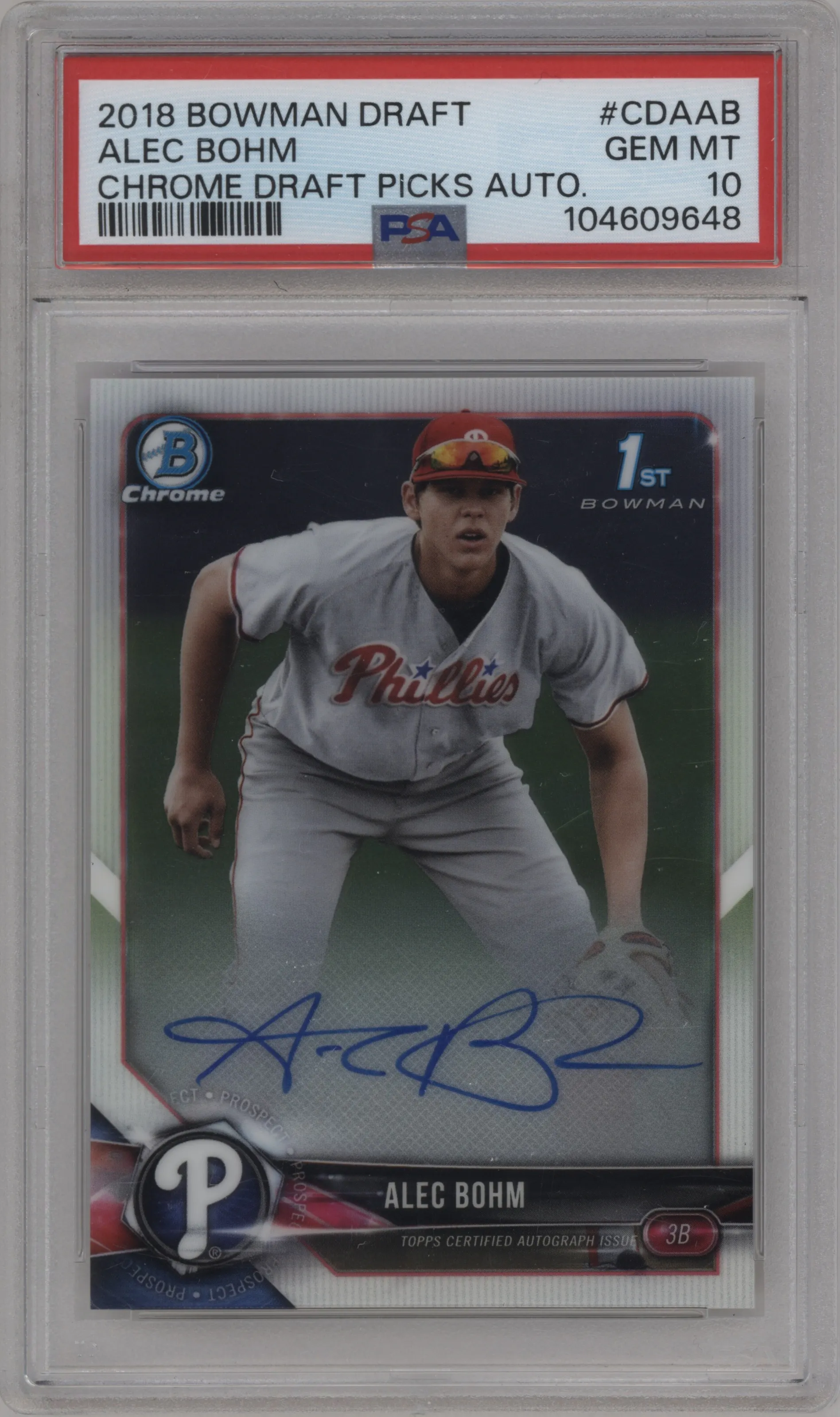 2018 Bowman Draft Chr.DP Auto Alec Bohm PSA 10