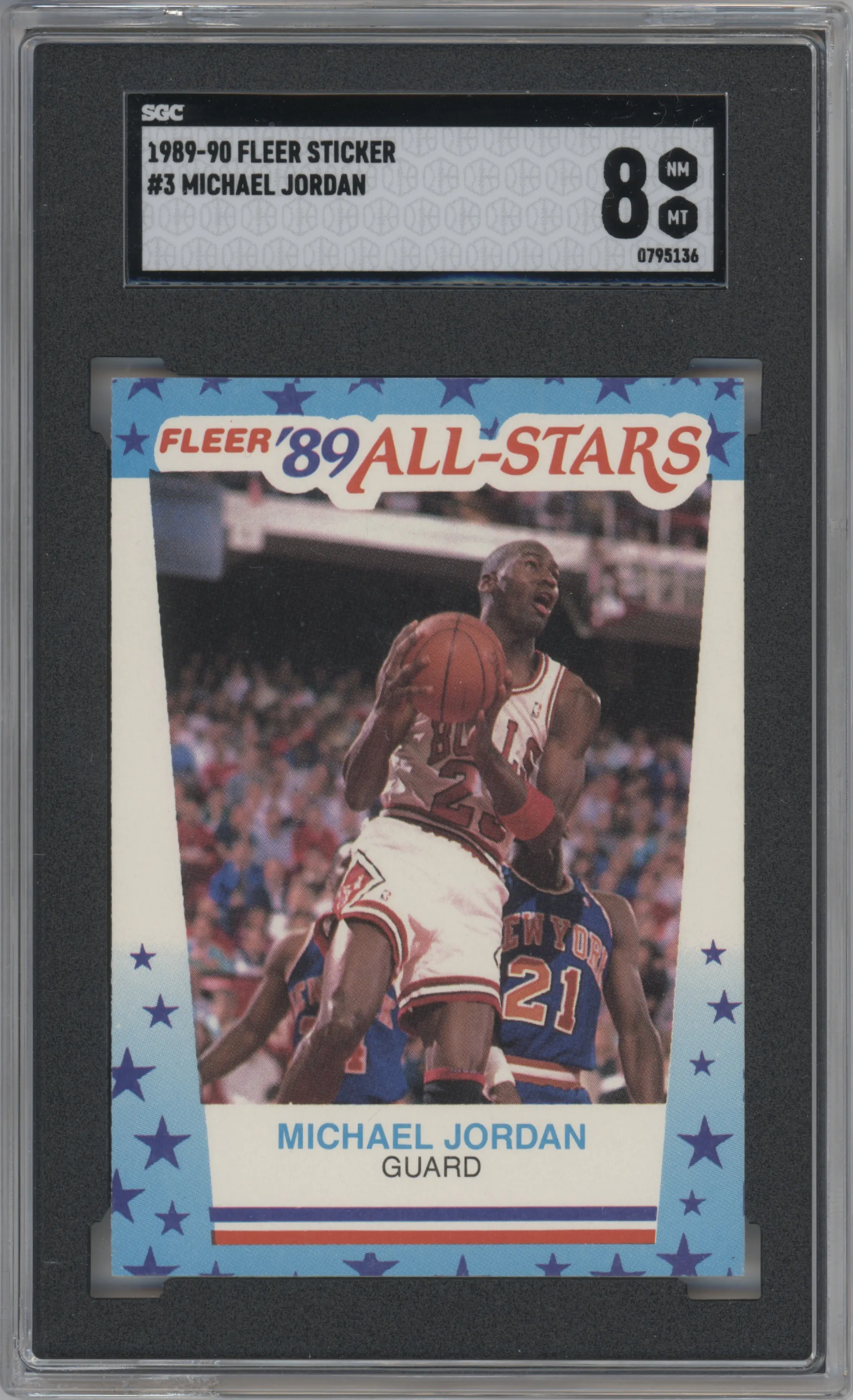 Michael Jordan  from the 1989-90 Fleer set graded by SGC and given an overall grade of 8.