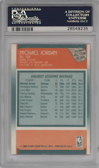 Michael Jordan from the 1988-89 Fleer set graded by PSA and given an overall grade of 9.