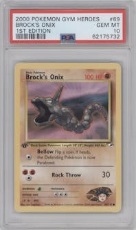 Brock's Onix from the 2000 Pokemon GH set graded by PSA and given an overall grade of 10.