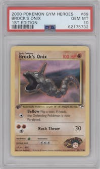 Brock's Onix from the 2000 Pokemon GH set graded by PSA and given an overall grade of 10.