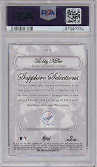 Bobby Miller from the 2023 Topps Chrome Sapphire set graded by PSA and given an overall grade of 10.