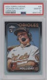 Jackson Holliday from the 2024 Topps Chrome set graded by PSA and given an overall grade of 10.