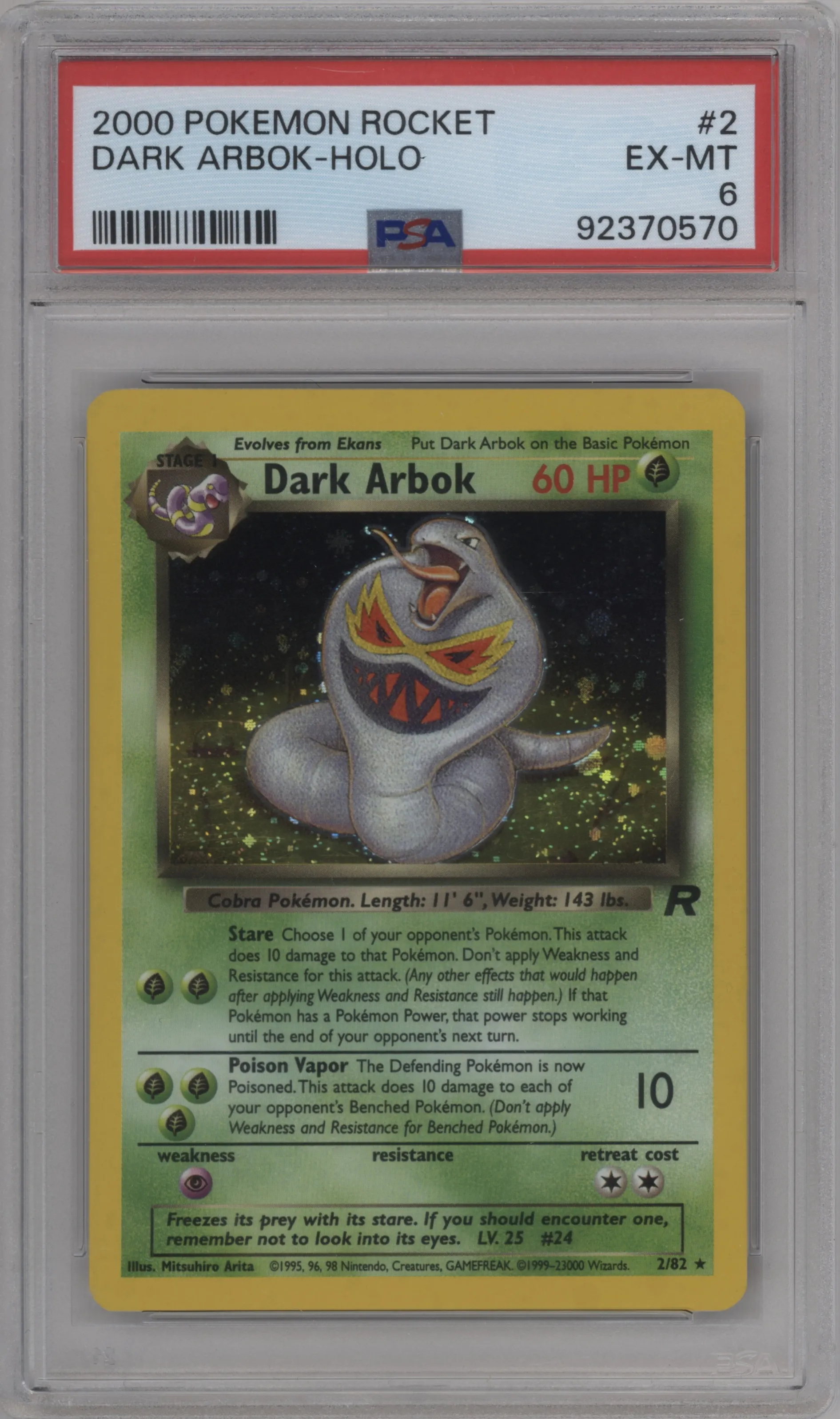2000 Pokemon Team Rocket Dark Arbok PSA 6