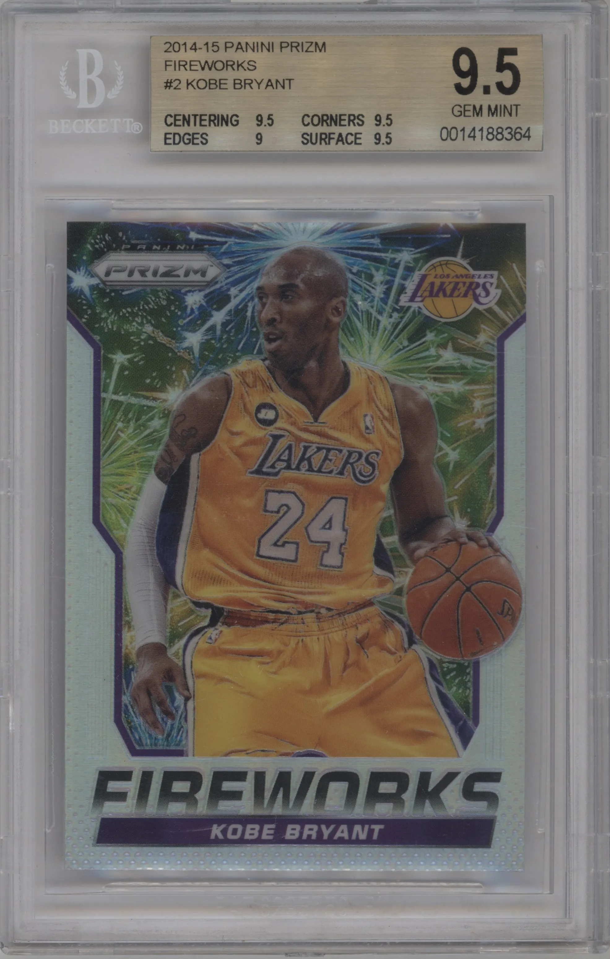 2014 Panini Prizm Fireworks Kobe Bryant #2 BGS 9.5