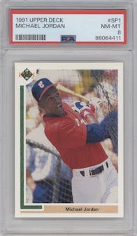 Michael Jordan from the 1991 Upper Deck set graded by PSA and given an overall grade of 8.