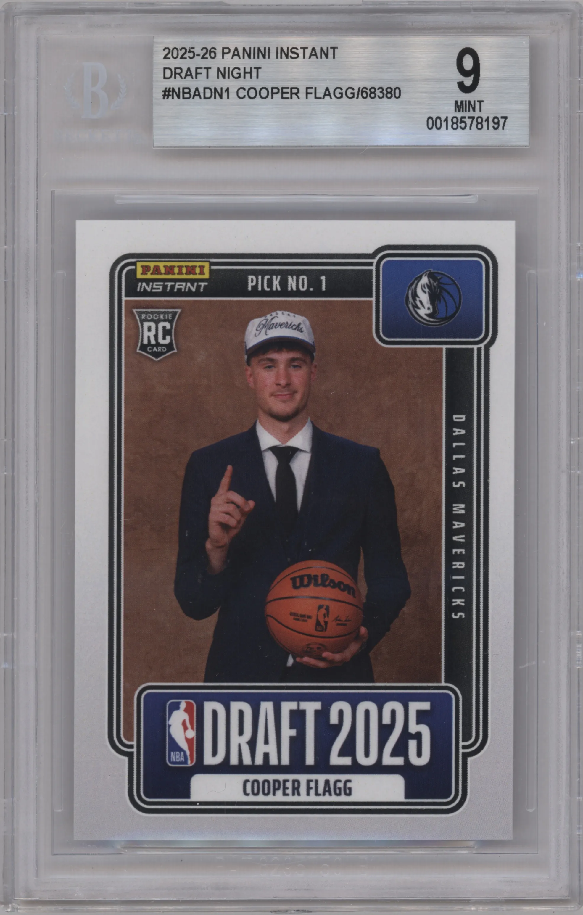 2025 Panini Instant Draft Night Cooper Flagg BGS 9