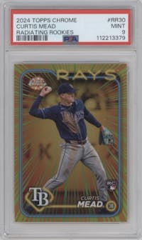 Curtis Mead from the 2024 Topps Chrome Update set graded by PSA and given an overall grade of 9.