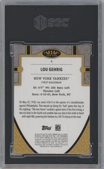Lou Gehrig from the 2024 Topps Tier One  set featuring a Red Foil parallel graded by SGC and given an overall grade of 8.5.