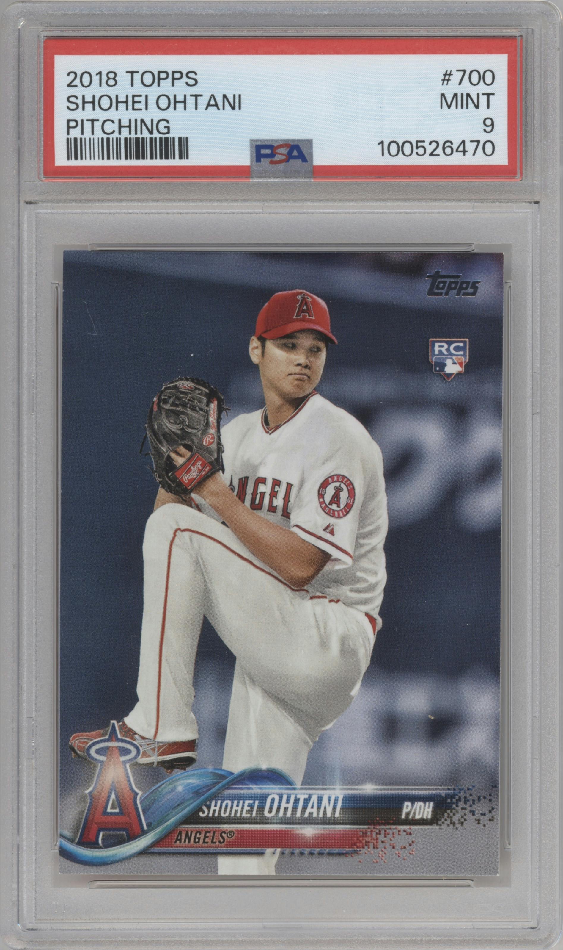 Shohei Ohtani from the 2018 Topps Series 2 set graded by PSA and given an overall grade of 9.