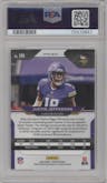Justin Jefferson from the 2020 Panini Prizm set featuring a No Huddle parallel graded by PSA and given an overall grade of 9.