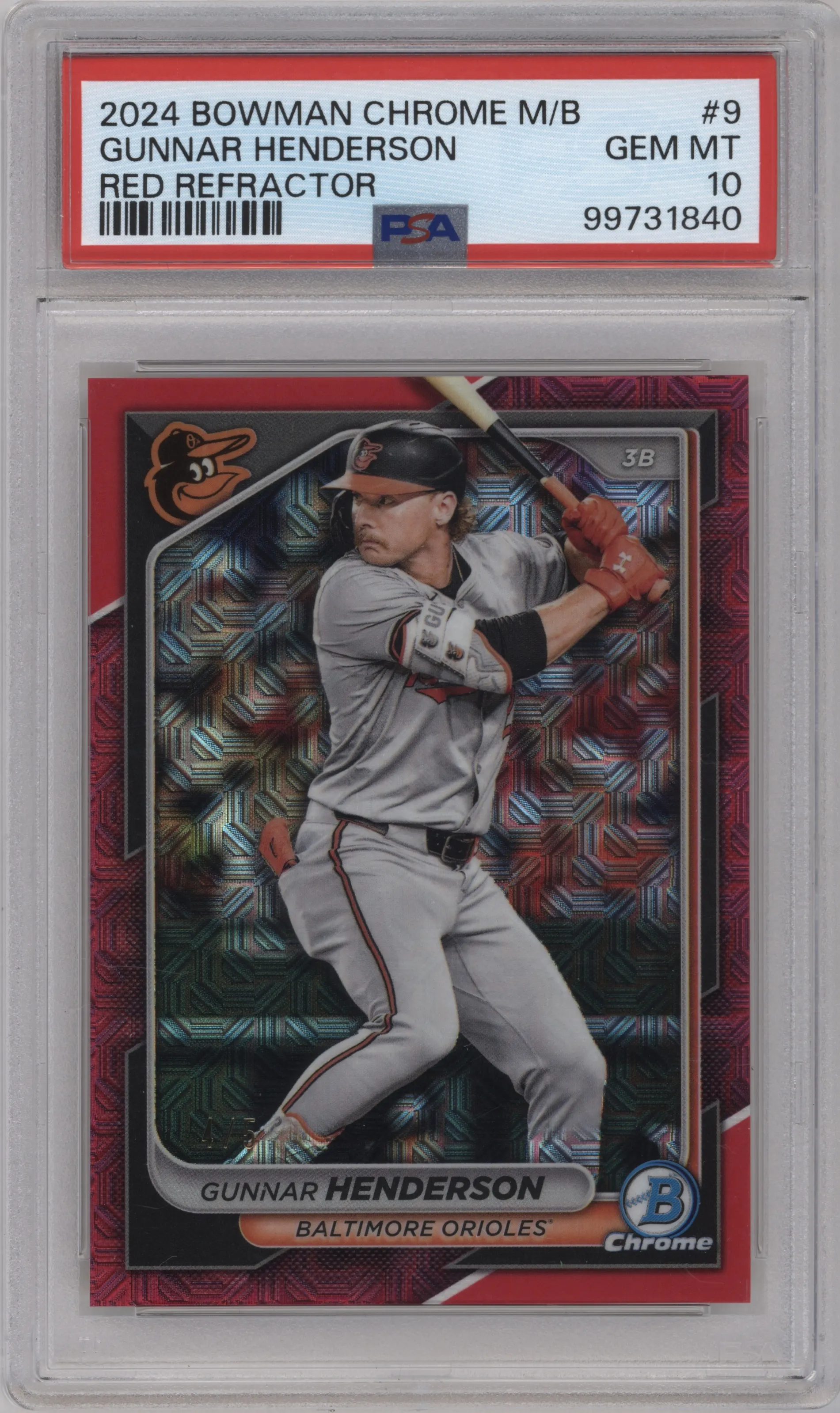 2024 Bowman Chrome Mega Box Gunnar Henderson Red Mojo Refractor PSA 10