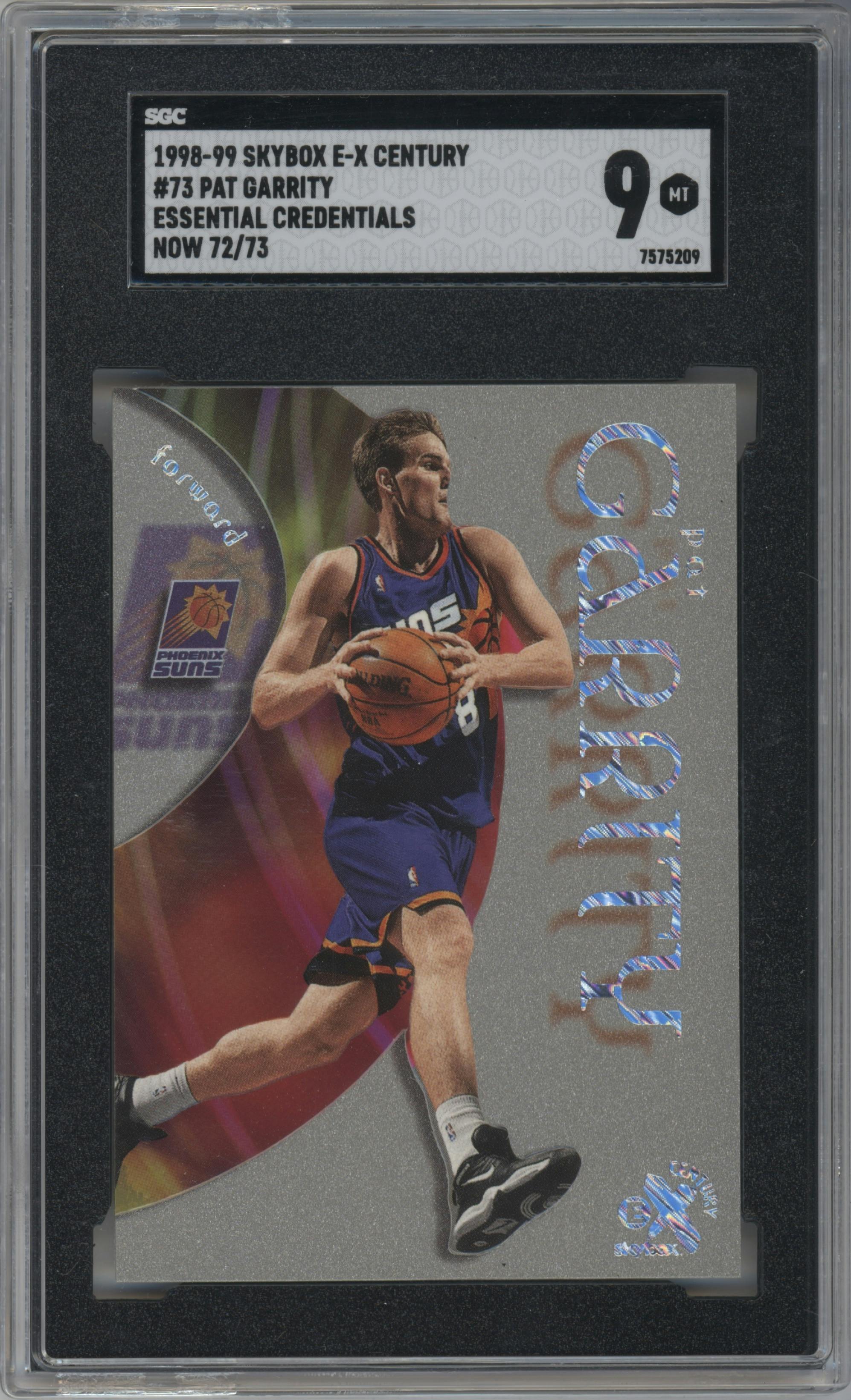 Pat Garrity  from the 1998-99 Skybox E-X Century set featuring a Essential Credentials Now parallel graded by SGC and given an overall grade of 9.