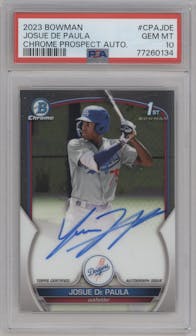 Josue De Paula from the 2023 Bowman  set graded by PSA and given an overall grade of 10.