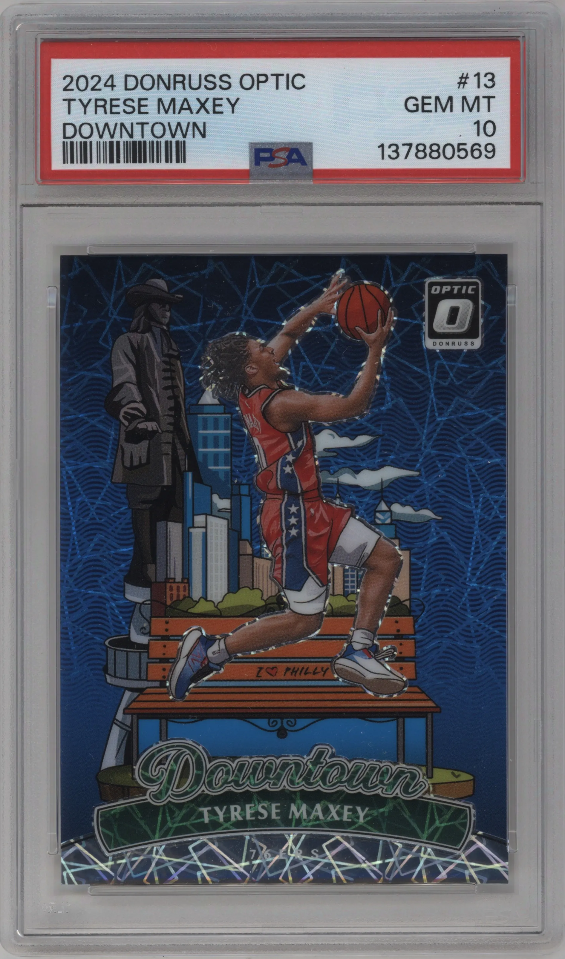 2024 Donruss Optic Downtown Tyrese Maxey #13 PSA 10