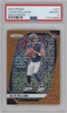 Caleb Williams from the 2024 Panini Prizm set featuring a Disco parallel graded by PSA and given an overall grade of 8.