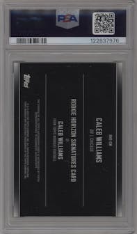 Caleb Williams from the 2024 Topps Midnight set featuring a Winter Solstice parallel graded by PSA and given an overall grade of 10.