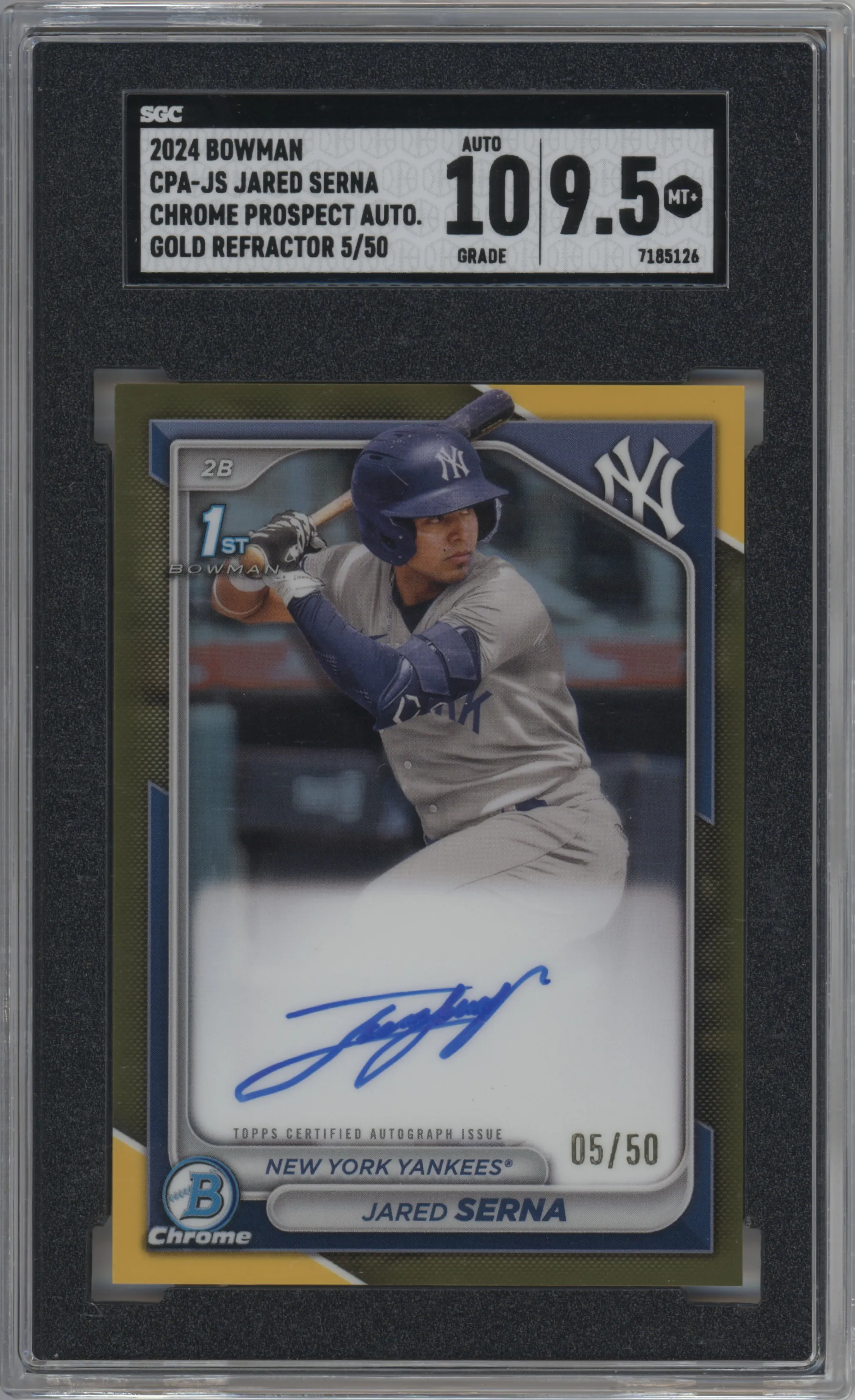 2024 Bowman Chr.Pros.Auto Jared Serna Gold Refractor SGC 9.5