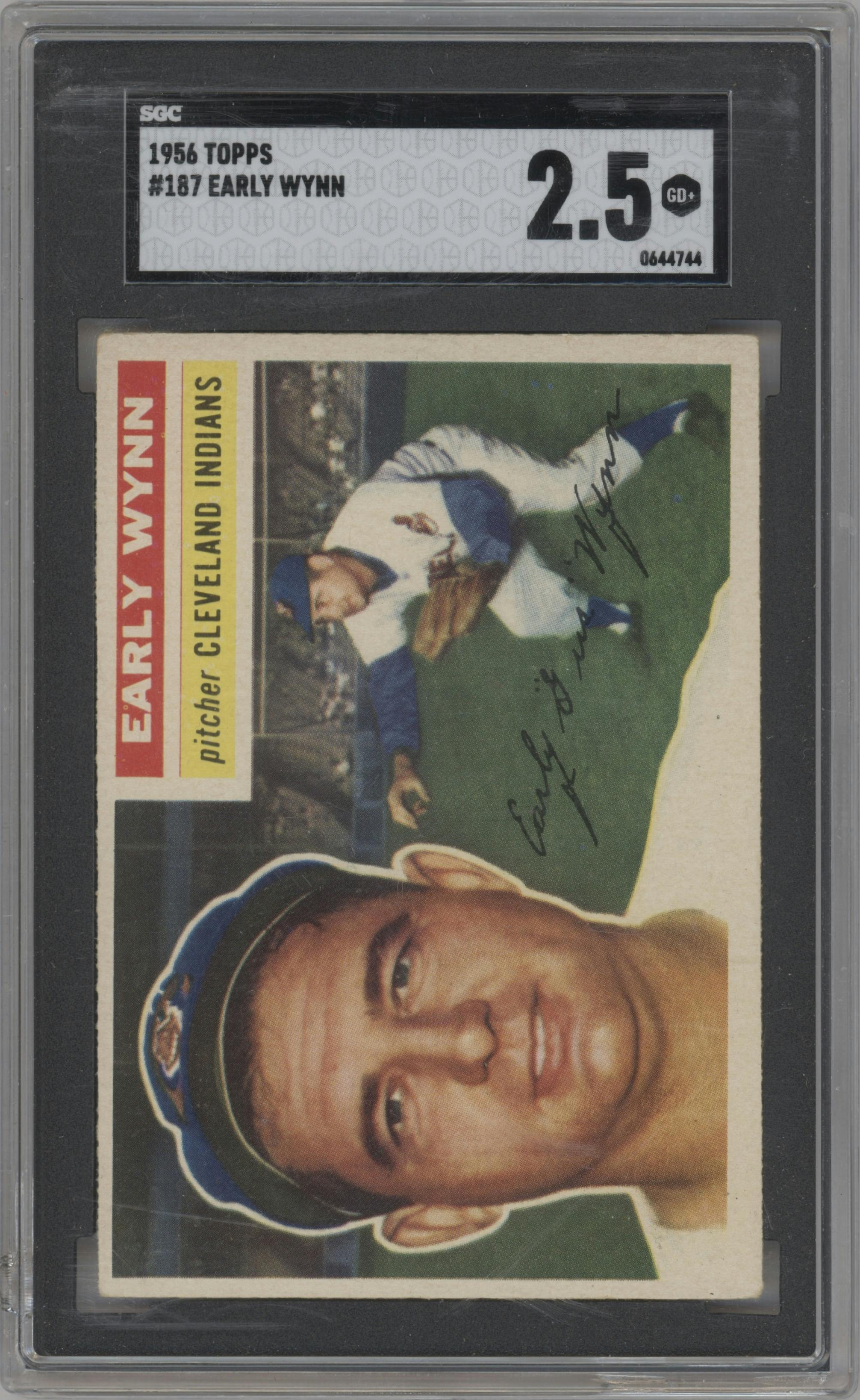 Early Wynn from the 1956 Topps set graded by SGC and given an overall grade of 2.5.
