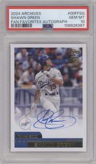 Shawn Green from the 2024 Topps Archives set graded by PSA and given an overall grade of 10.