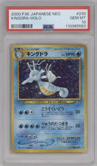 Kingdra from the 2000 Pokemon Neo JPN set graded by PSA and given an overall grade of 10.