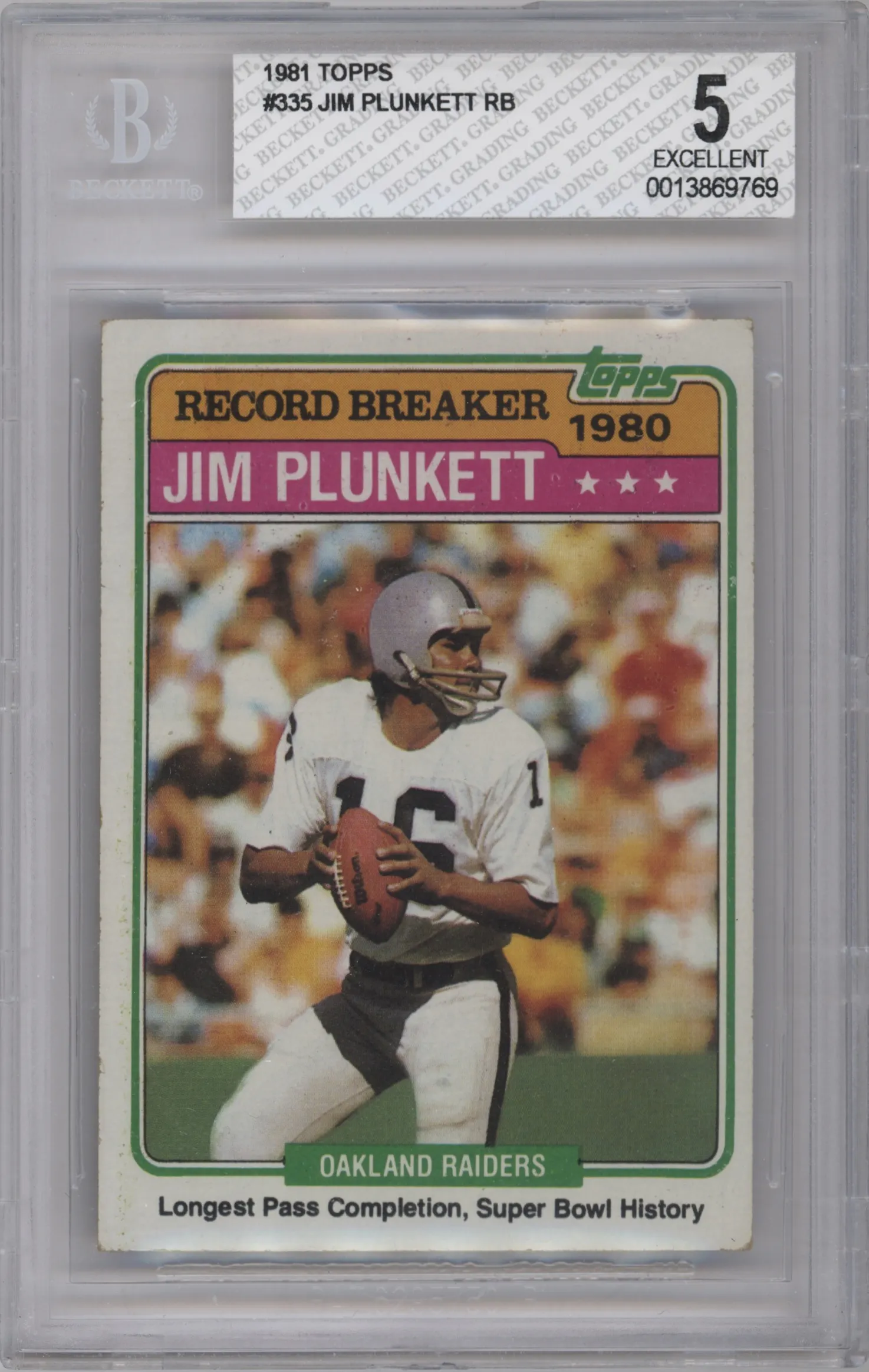 1981 Topps Jim Plunkett BGS 5