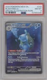 Blastoise ex from the 2023 Pokemon SV set graded by PSA and given an overall grade of 8.