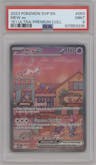 Mew ex from the 2023 Pokemon SV set featuring a Ultra Premium Collection parallel graded by PSA and given an overall grade of 9.