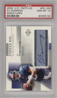 Eli Manning from the 2004 Upper Deck Finite set graded by PSA and given an overall grade of 10.